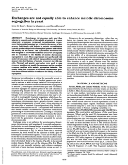 Segregation in Yeast LYLE 0