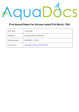 Annual Report for the Year Ended 31St March, 1966