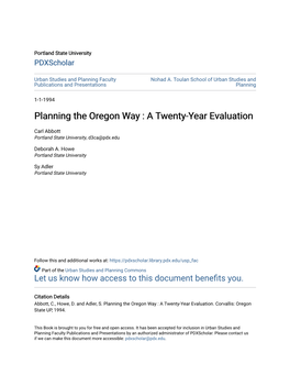 Planning the Oregon Way : a Twenty-Year Evaluation