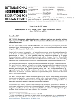 Extract from the IHF Report Human Rights in the OSCE