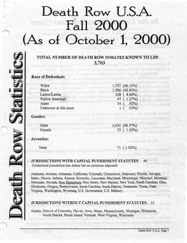 Death . Row U.SA. (As O{ October 1, 2000)