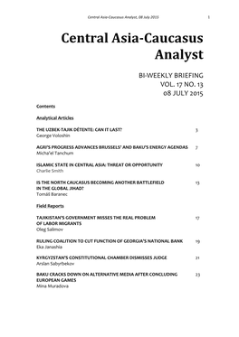 Caucasus Analyst, 08 July 2015 1