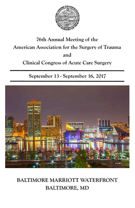76Th Annual Meeting of the American Association for the Surgery of Trauma and Clinical Congress of Acute Care Surgery