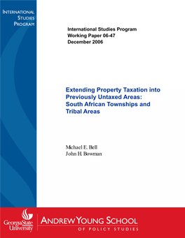 Extending Property Taxation Into Previously Untaxed Areas: South African Townships and Tribal Areas