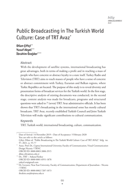 Public Broadcasting in the Turkish World Culture: Case of TRT Avaz*