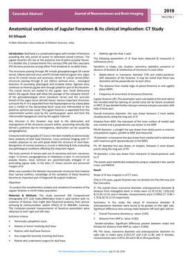 Anatomical Variations of Jugular Foramen & Its Clinical Implication