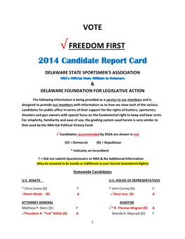 2014 Candidate Report Card