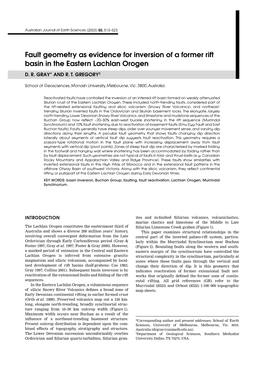 Fault Geometry As Evidence for Inversion of a Former Rift Basin in the Eastern Lachlan Orogen