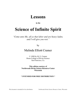 Lessons Science of Infinite Spirit