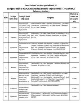 CHENGAM(SC) Assembly Constituency Comprised Within The) 11