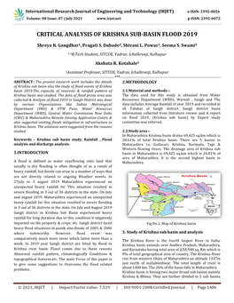 Critical Analysis of Krishna Sub-Basin Flood 2019