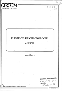 Eléments De Chronologie Aluku