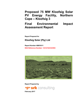 Kloofsig Solar PV Energy Facility, Northern Cape – Kloofsig 3 Final Environmental Impact Assessment Report