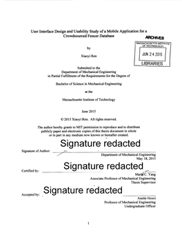 Signature Redacted Signature of Author: Department of Mechanical Engineering May 18, 2015