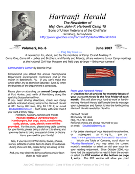 Hartranft Herald the Newsletter of Maj