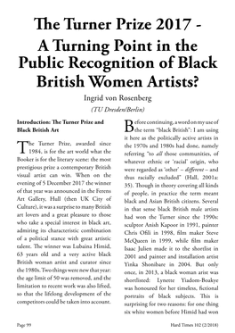 Joy Gregory, Claudette Johnson Taste of an Increasingly International and (Of Indian Origin) Sutapa Biswas, and Commercialised Art Scene