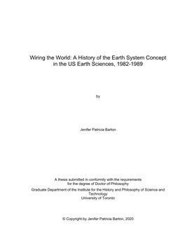 Wiring the World: a History of the Earth System Concept in the US Earth Sciences, 1982-1989