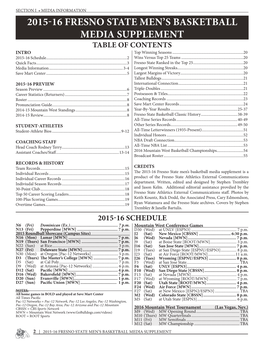 2015-16 Fresno State Men's Basketball Media Supplement