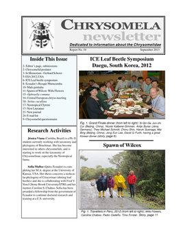 Newsletter Dedicated to Information About the Chrysomelidae Report No