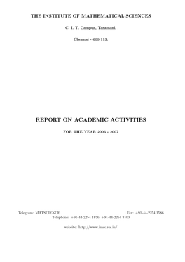 Report on Academic Activities