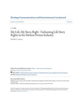 Fashioning Life Story Rights in the Motion Picture Industry Michelle E