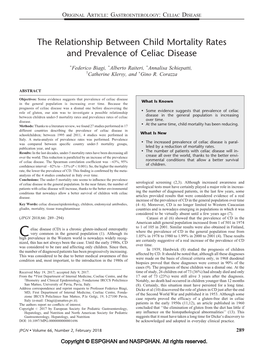 The Relationship Between Child Mortality Rates and Prevalence of Celiac Disease