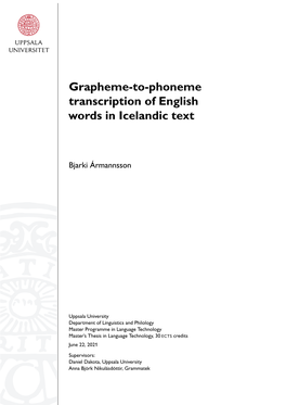 Grapheme-To-Phoneme Transcription of English Words in Icelandic Text