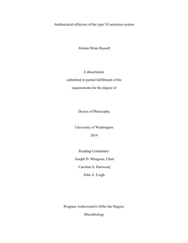 Antibacterial Effectors of the Type VI Secretion System Alistair Brian