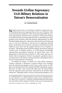 Civil-Military Relations in Taiwan's Democratization