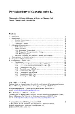 Phytochemistry of Cannabis Sativa L