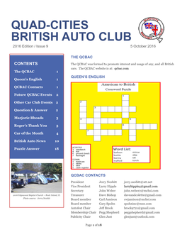 QUAD-CITIES BRITISH AUTO CLUB 2016 Edition / Issue 9 5 October 2016