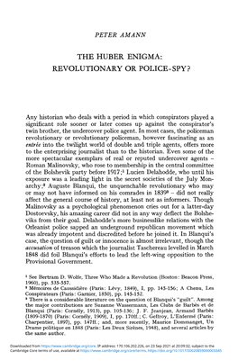 The Huber Enigma: Revolutionary Or Police-Spy?
