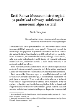 Eesti Rahva Muuseumi Strateegiad Ja Praktikad Rahvaga Suhtlemisel Muuseumi Algusaastatel