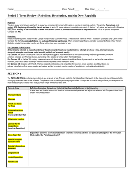 Period 3 Term Review: Rebellion, Revolution, and the New Republic