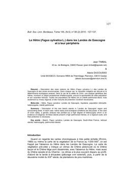 127 Le Hêtre (Fagus Sylvatica L.) Dans Les Landes De Gascogne Et À Leur