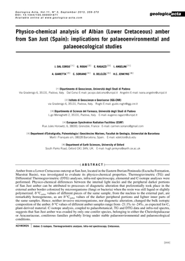 Amber from San Just (Spain): Implications for Palaeoenvironmental and Palaeoecological Studies