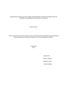 Their Graves Will Be Volcanoes: Martyrdom and the Construction of History in Sandinista Nicaragua, 1960-1990