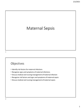 Maternal Sepsis