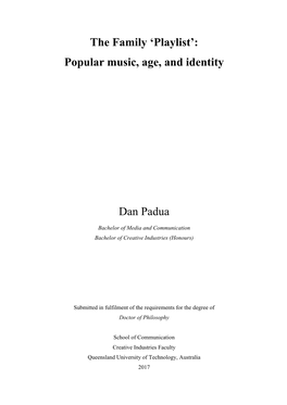 Popular Music, Age, and Identity Dan Padua