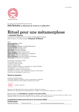 Rituel Pour Une Métamorphose