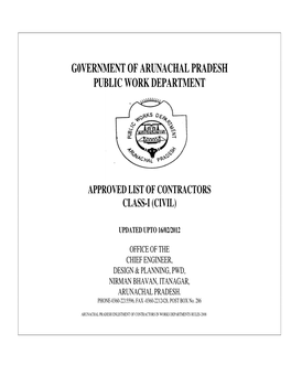 G0vernment of Arunachal Pradesh Public Work Department