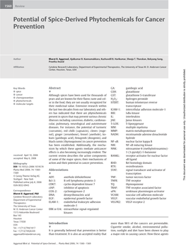 Potential of Spice-Derived Phytochemicals for Cancer Prevention