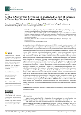 Alpha-1 Antitrypsin Screening in a Selected Cohort of Patients Affected by Chronic Pulmonary Diseases in Naples, Italy