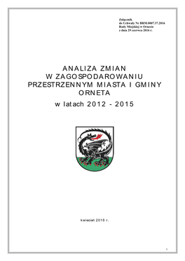 Analiza Zmian W Zagospodarowaniu Przestrzennym Miasta I Gminy Orneta