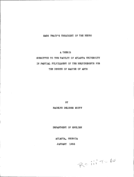 Mark Twain's Treatment of the Negro Atlanta, Georgia