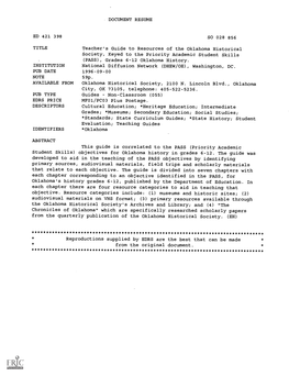 DOCUMENT RESUME Teacher's Guide to Resources of The