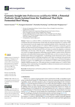 Genomic Insight Into Pediococcus Acidilactici HN9, a Potential Probiotic Strain Isolated from the Traditional Thai-Style Fermented Beef Nhang