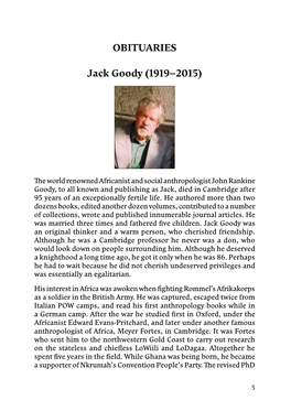 OBITUARIES Jack Goody (1919–2015)