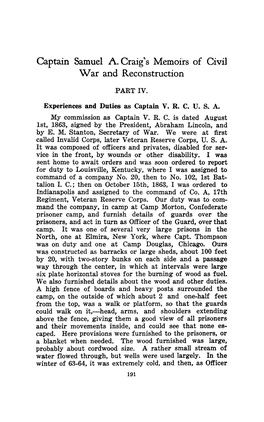 Captain Samuel A.Craig's Memoirsof Civil