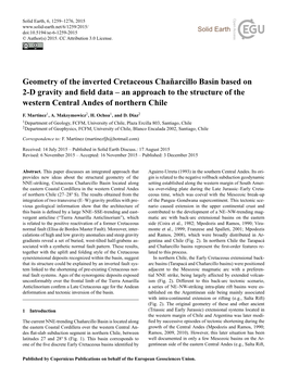 Geometry of the Inverted Cretaceous Chañarcillo Basin Based on 2-D Gravity and ﬁeld Data – an Approach to the Structure of the Western Central Andes of Northern Chile